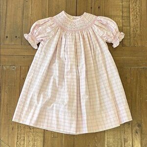 Strasburg petal Pink Plaid Smocked bishop Dress